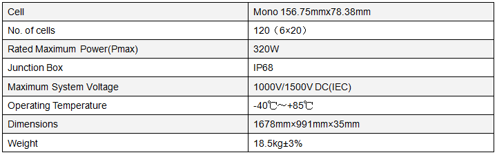 120 cells 320W half cell mono solar module Ex1